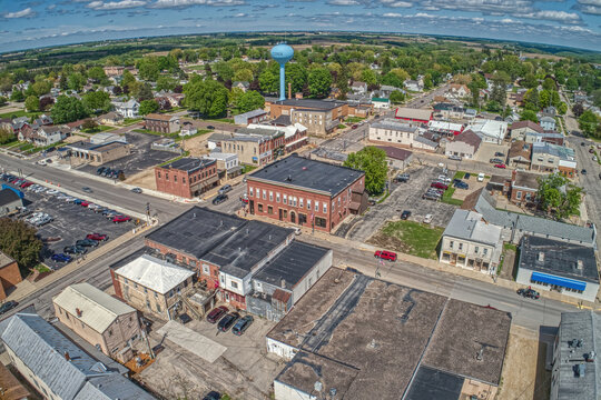 Aerial View Of The Small Minnesota Town Of Caledonia