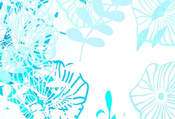 Fototapeta na wymiar Light Blue, Green vector doodle pattern with leaves.