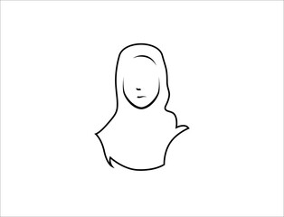 arabic muslim woman outline style  vector
