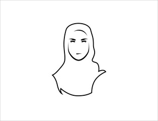 arabic muslim woman outline style  vector