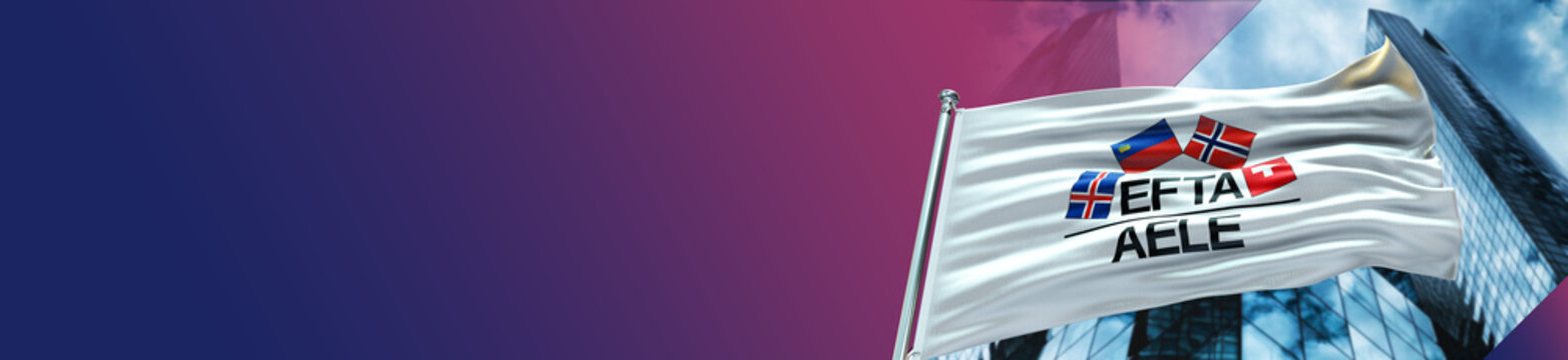 EFTA Flag with City and large Gradient Single Flag