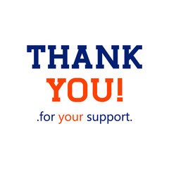 sentence thank you for your support in blue and orange