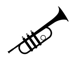 trumpet icon on white background. flat style. trumpet silhouette sign. trumpet wind musical instrument symbol. © theerakit