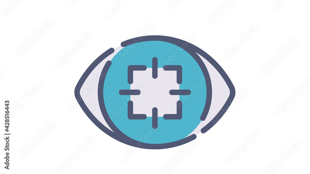 Poster focus concentration sharpen attention single isolated icon with flat dash or dashed style