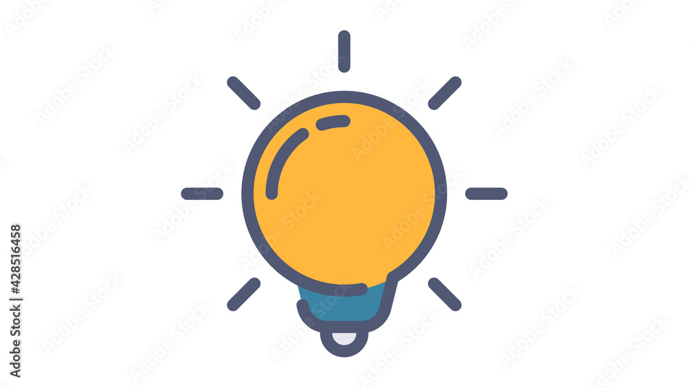 Poster creativity idea light bulb single isolated icon with flat dash or dashed style