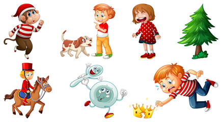 Set of different nursery rhyme character isolated on white background