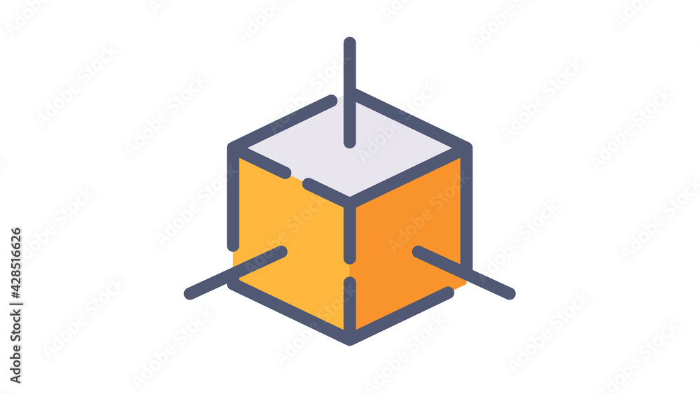 Aufkleber 3d modeling dimension single isolated icon with flat dash or dashed style