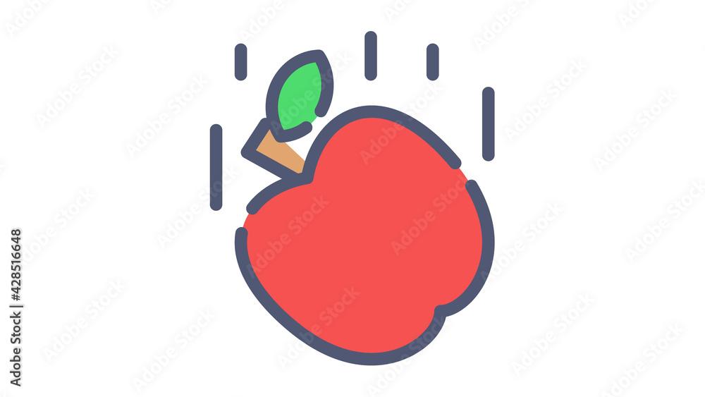 Poster apple fall single isolated icon with flat dash or dashed style