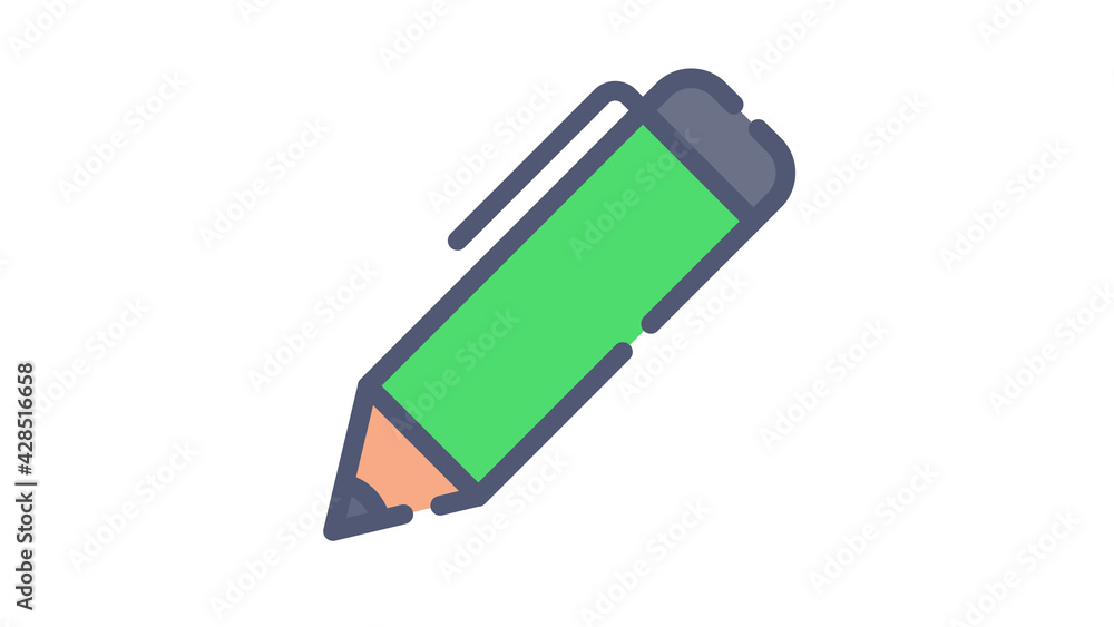 Aufkleber pencil pen write single isolated icon with flat dash or dashed style