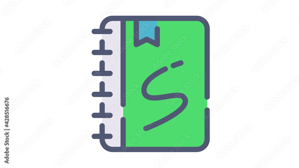 Poster sketchbook sketch bookmark single isolated icon with flat dash or dashed style