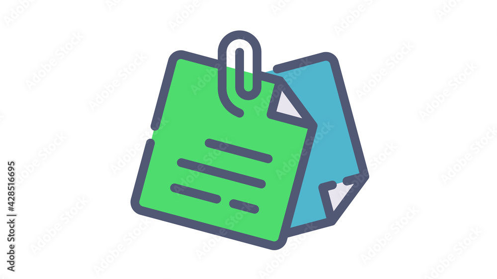 Poster paper clip note single isolated icon with flat dash or dashed style
