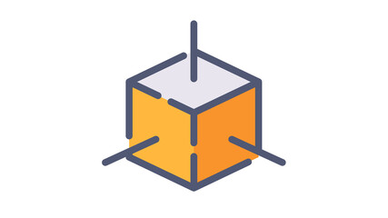 3D modeling dimension single isolated icon with flat dash or dashed style
