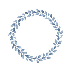 Obraz premium Blue leaves frame. Isolated on white background. For party and wedding invitations, greeting cards, birthday projects, flyers, brochures, covers, presentations, print templates