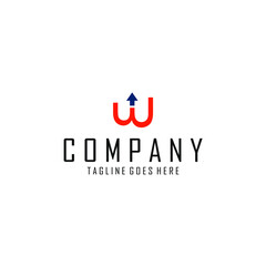 abstract letter W logo with arrow on it