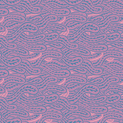 Seaweed seamless abstract vector pattern in pink colors. Ethnic style textile collection. Backgrounds and textures shop.
