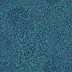 A lot of small leaves seamless pattern in blue colors. Nature background. For your design, packages, textile, crafts, fabric, wrapping paper.