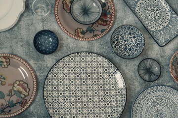 Beautiful traditional Moorish porcelain ceramic plates. illustrated middle eastern design....