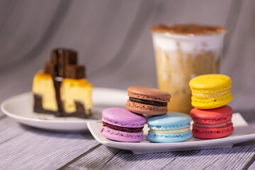 Multi-colored macaron is a French dessert,blur,Soft focus,selected focus,shallow depth of field.