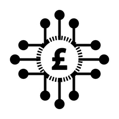 Digital pound symbol icon vector currency for digital transactions for asset and wallet in a flat color glyph pictogram illustration