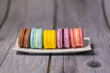 Multi-colored macaron is a French dessert,blur,Soft focus,selected focus,shallow depth of field.