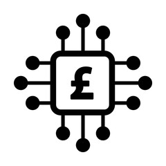 Digital pound sign icon vector currency symbol for digital transactions for asset and wallet in a flat color glyph pictogram illustration