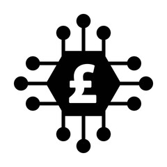 Digital pound currency icon vector symbol for digital transactions for asset and wallet in a flat color glyph pictogram illustration