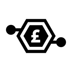 Digital pound money icon vector currency symbol for digital transactions for asset and wallet in a flat color glyph pictogram illustration