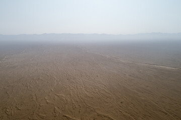Aerial view of dry land in Xinjiang, China