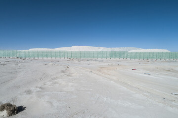 Aerial photography of open-pit asbestos mine