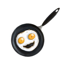 cute omelet smiling in the pan, funny clipart