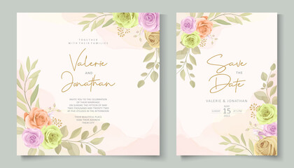 Beautiful hand drawn wedding invitation design set