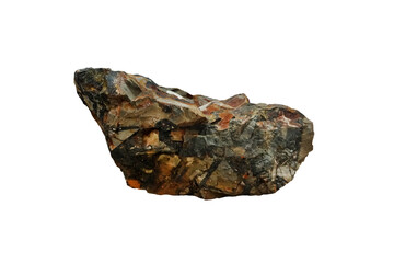 wolframite metallic mineral rocks isolated on white background.