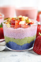 Dessert with chia pudding and strawberries
