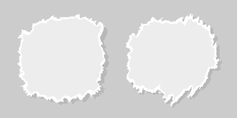 Torn paper set. Lacerated paper. Square shape. Rectangle shape