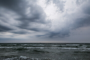cloudy day in Skagen, Denmark. Troubled waters in the North Sea