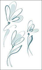 Naklejka premium Vector handmade fashion digital sketch illustration set with beautiful flower tulip for design floral logo 