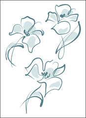 Vector handmade fashion digital sketch illustration set with beautiful flower tulip for design floral logo 