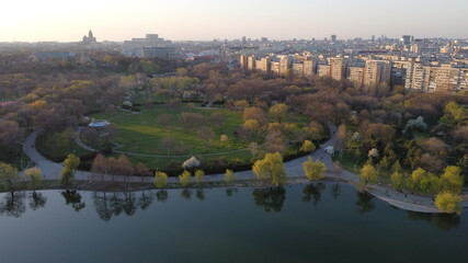 Spring park in the city