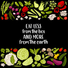 Healthy nutrition inspirational quote. Hand drawn healthy food and motivational phrase.