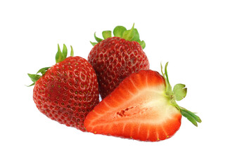 fresh strawberries isolated on white background