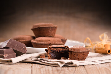 Pasticciotto cake with chocolate filling.
