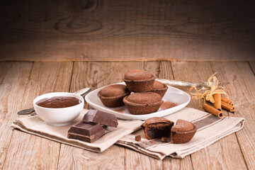 Pasticciotto cake with chocolate filling.
