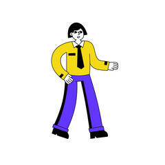 Business character. Woman in a shirt walk. Hurry and tardiness. Trendy flat cartoon illustration