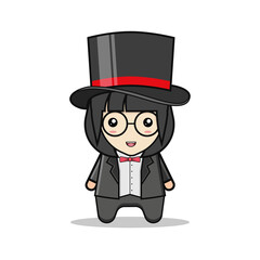 Kawaii illustration female magician vector graphics