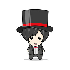Kawaii illustration kid magician vector graphics