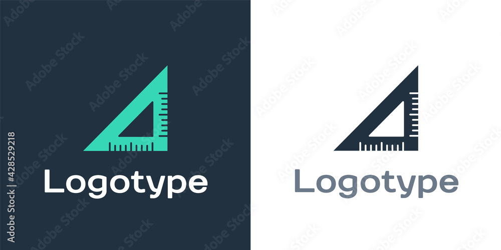 Poster logotype triangular ruler icon isolated on white background. straightedge symbol. geometric symbol. 