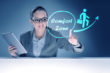 Businesswoman in the concept of stepping out of comfort zone
