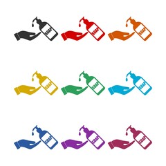 Naklejka premium Soap and hand icon isolated on white background color set