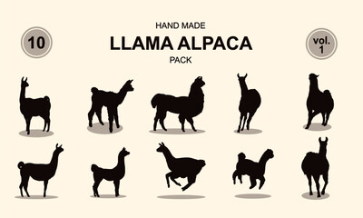 Llama and alpaca silhouette pack vol. 1
