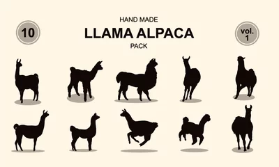 Foto auf Alu-Dibond Llama and alpaca silhouette pack vol. 1 © vectourier